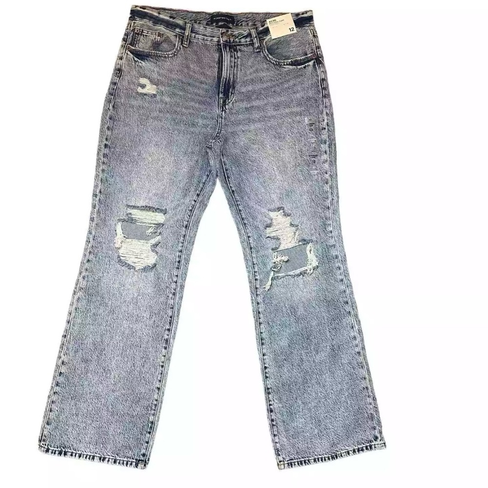 Aeropostale Women’s Jeans Boyfriend Flare Slightly Distressed NWT $59 sz 12